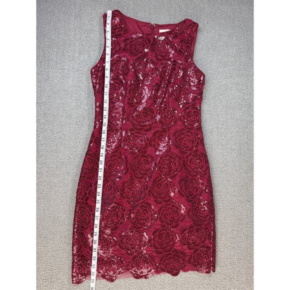 Aiden by Aiden Mattox Dress Floral Lace Sequin Mini Red Rose Size 8 - Picture 8 of 8